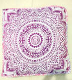 INDIAN CRAFT CASTLE 24" Pink Ombre Mandala Barmeri Large Floor Pillow Cover Cushion Meditation Seating Ottoman Throw Cover Hippie Decorative Zipped Bohemian Pouf Ottoman Pom Pom Cases 24" Square