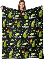 Aipon Pickle Blanket Gifts for Pickle Lovers, Funny Food Cucumber Blankets 50"x 60", Black Soft Cozy Lightweight Throw Blanket for Women Kids Teens Boys Girls