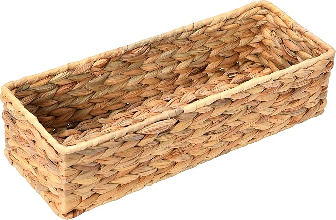 Household Essentials Water Hyacinth Rectangular Storage Basket, Natural