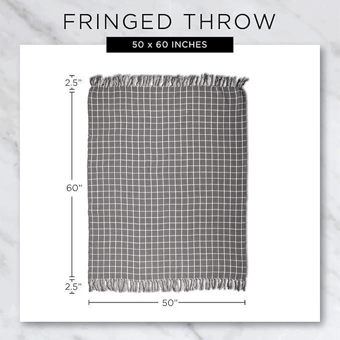 DII Global, Fields of Diamond Woven Throw, 50x60, Mineral