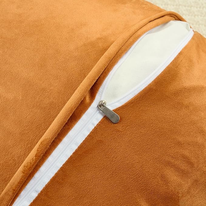FUTEI Rust Beige Accent Throw Pillow Covers Set of 2, 12x20 Inch Plush Tufted Striped Textured Decorative Pillow Cases for Farmhouse Boho Couch Decor