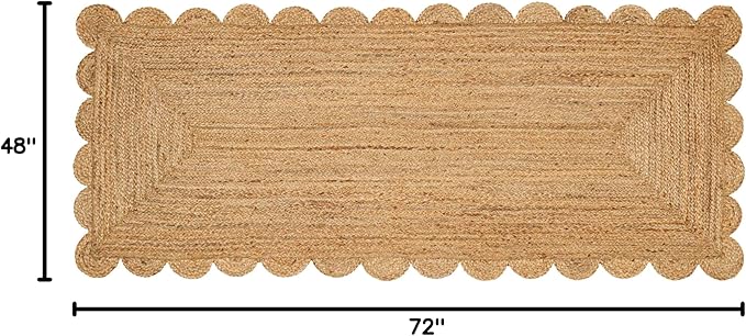 Hand Woven Jute Area Rug - 2.5' x 6' Feet - Rustic Beige Reversible Rectangular Rugs for Bedroom, Kitchen, Living Room - Vintage Natural Braided Entry Floor Décor Boho Jute Rug 30 X72 Inches