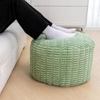 Round Pouf Ottoman Stuffed Velvet Floor Pouf Footrest Foot Stool Bean Bag Floor Chair for Bed Room Living Room Accent Seat 20x12inches with Filler Sage Green