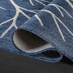 Washable Indoor Outdoor Rug 10x14 Modern Area Rugs Branch Pattern Non Shedding Waterproof Easy Clean Patio Deck Porch Living Room Bedroom Garden RV (10 X 14 Blue)