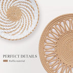 8 Pack Boho Wall Decor, 12 Inch Wall Basket Decor Round Handmade Hanging, Rattan Woven Wall Basket Decor for Living room, Rustic Flat Elegant, Farmhouse, Bedrooms, Table Settings, Kitchen Home