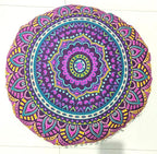 INDIAN CRAFT CASTLE New Pink Ombre 24" Mandala Barmeri Large Floor Pillow Cover Cushion Meditation Seating Ottoman Throw Cover Hippie Decorative Zipped Bohemian Pouf Ottoman Pom Pom Cases 24" Round