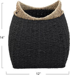 Household Essentials Handled Basket, Two Tone Seagrass and Paper Rope