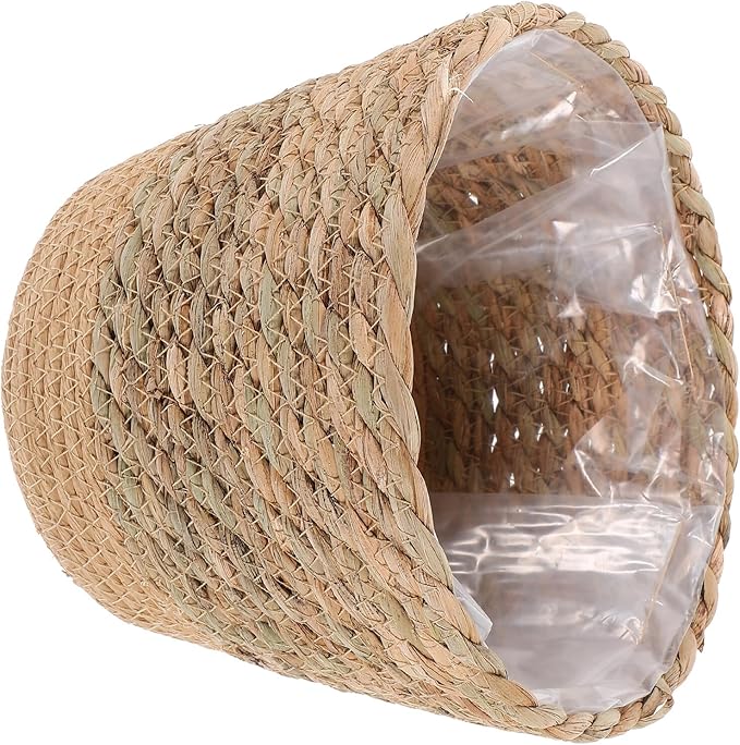 Rustic Handwoven Straw Flower Basket for Indoor Plants Multi-Functional Planter and Storage Holder Natural Decorative Pot for Living Bedroom Office Boho Home Decor