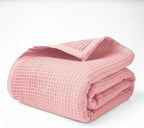 Salt Earth GOTS Certified 100% Organic Cotton Throw Blanket, 108"x90" Waffle Blankets & Throws for Bed, Throw Blanket for Couch, Cozy Christmas Blankets and Throws for Christmas Gifts (Misty Rose)