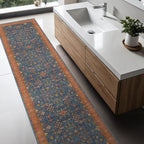 Navy Blue Washable Hallway Runner Rug 2x10 Non Slip Rugs for Kitchen, Mudroom, Bathroom, Hall Way - 10 ft Long Dark Boho Geometric Decor, Fade & Stain Resistance