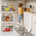 Arttown Kitchen Mats for Floor 2Pcs-Anti Fatigue Non Slip Mats for Kitchen Floor, Cushioned Waterproof & Stain-Resistant Boho Stripe Mat Set, Laundry Room, Office, Sink, Desk (Grey)