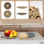 7 Pack Boho Wall Basket Decor Set, Hanging Woven Seagrass Rattan Wicker Boho Wall Decor, Round Farmhouse Wall Hanging Baskets Rustic Flat Wall Art for Living Room Bedroom Kitchen
