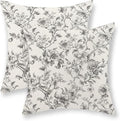 Black and Cream Pillow Covers 20x20 Set of 2 Vintage Floral Chinoiserie Throw Pillows Rustic Toile Flower Decorative Pillow Cases Outdoor Chinoiserie Decor Linen Cushion Case for Couch Sofa