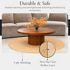 Jute Area Rug 5' Round Natural Jute Rug with Non-Slip Backing, Low-Profile Farmhouse Rug for Living Room, Bedroom or Entry, Eco-Friendly Boho Decor, Non-Shed for High-Traffic Door Mat