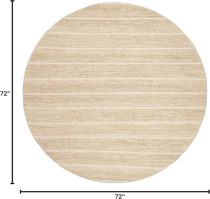 SAFAVIEH Natural Fiber Collection 6' Round Ivory/Ivory NF550B Handmade Tassel Premium Jute Area Rug