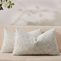 Decorative Couch Throw Pillow Covers 12x20 Set of 2 Cream Gray Striped Soft Wool Pillow Covers Neutral Textured Boho Cushion Covers for Modern Farmhouse Sofa Bedroom Living Room Decor SY012-B12