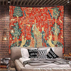 FEASRT Bohemian Tapestry - Medieval Maiden and Unicorn, 60x60 Inches Soft Flannelette, for Bedroom Living Room