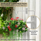 RTZEN Plant Hangers Outdoor or Indoor - Wrought Iron Metal Hanger Indoor Hook - Heavy Duty Wall Bracket Hooks for Hanging Plants Baskets Lanterns Wind Chimes - 2 Pack (White Shepherds Hooks 7.5")