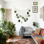 M MANUAL Macrame Leaves Wall Hanging 47.3x29.5Inch Large Chic Feather Boho Macrame Wall Decor Leaf Hanging Photo Display Handmade Woven Wall Art 16pcs Leaf Tapestry - Green