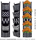 Boho Fabric Hanging Planter (3 Sets of 5 Pockets); Vertical Hanging Herb/Flower Planter