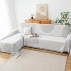 Couch Cover for Dogs, Boho Sofa Covers for 3 Cushion Couch, Chenille Sofa Slipcover for Pets Washable, L-Shape Sectional Couch Loveseat Cover Soft Throw Blankets with Tassels(71x118,Arc Grey)