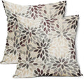 Burgundy Red Dahlia Throw Pillow Covers 16x16 Inch Rustic Rust Geometric Flower Decorative Square Pillow Cases Beige Tan Gray Floral Cushion Covers Farmhouse Home Decor For Sofa Couch Outdoor Set of 2