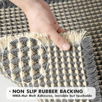 MIULEE Set of 2 Waffle Bathroom Runner Rugs, Boho Bath Rugs Non Slip Washable, Super Absorbent Runner Bath Mats Rubber Backed, Ideal for Hallway Laundry Room, Dark Grey & Yellow, 2' x 4'(24 x 48 Inch)