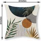 Boho Pillow Covers 18x18 Set of 2 Green Gold Navy Blue Throw Pillows Tropical Leaves Sunset Decor Modern Mid Century Pillowcase Outdoor Decorations Bohemian Linen Cushion Case for Couch Sofa