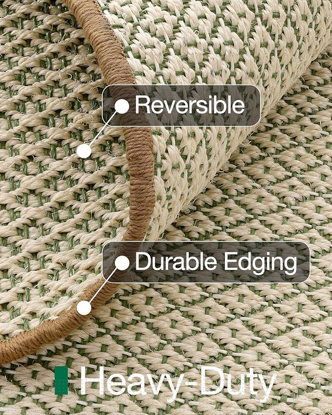 LUMI 8x10 Sisal Area Rug for Living Room, Natural Handwoven Rugs Non Slip, Farmhouse Braided Carpets No Shedding for High Traffic, Dining Room, Indoor, Outdoor, Patio