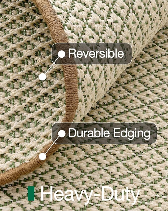 LUMI 5x8 Sisal Area Rug for Living Room, Natural Handwoven Rugs Non Slip, Farmhouse Braided Carpets No Shedding for High Traffic, Dining Room, Indoor, Outdoor, Patio