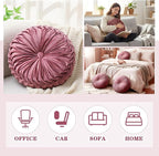Round Throw Pillows Decorative Pleated Throw Pillows 15'' Diameter Accent Pumpkin Boho Chair Cushion for Couch Sofa Home Decoration(Dusty Rose,1 Pcs)