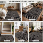 Tangsoo Easy Jute Rug 4x6 Washable Area Rug for Outdoor Patio,Black Rainbow Non-Slip Thin Farmhouse Door Carpet,Boho Indoor Throw Mat for Living Room Bedroom Sunroom Backyard