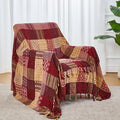 amorus Bohemian Throw Blanket (Red Plaid, 86 x 102 in)