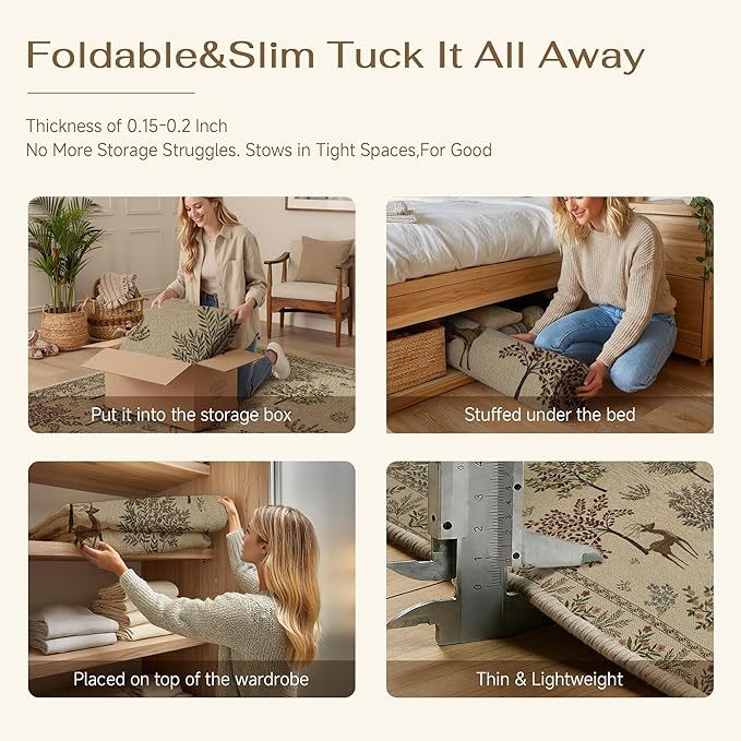 HUGEAR 3x5 Jute Outdoor Indoor Rug Washable Linen Textured Weave High Traffic Stain Resistant Non Slip Durable Carpet for Patio Deck Balcony Courtyard (Animal, 3' x 5')