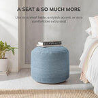 Anji Mountain Pouf Ottoman Foot Rest, Handmade Ottoman Pouf, Comfortable Foot Stool, Decorative Floor Seating for Living Room Decor, Bedroom & Home Décor Accent - Blue