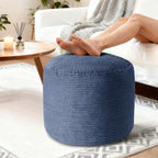 Pouf Ottoman Foot Rest, Comfortable & Soft, Round Footstool for Living Room, Bedroom, Office, Room Decoration, Corduroy Foot Stool Pouf with Odorless & Anti-Clump Filling, Small Navy