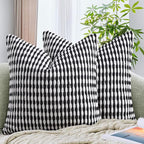 AmHoo Set of 2 Boho Chenille Pillow Cover Decorative Tufted Pillowcase for Couch Bed Sofa Bedroom Living Room Modern 18 x 18-Inch Black