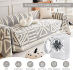 ROOMLIFE Boho Couch Cover for 3 Cushion Couch L Shape Sofa Covers for Sectional Sofa Reversible Silpcover for Dogs Washable Chenille Furniture Protector for Living Room,91"x134"
