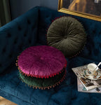 Round Throw Pillow Thickened Seat Cushion Sofa Cushion Meditation Pillow Living Room Window Balcony Decoration Pillow (15.7in, Purplish red)