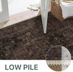 GENIMO 2x10 Runner Rugs for Hallway, Machine Washable Rugs Non Slip Vintage, Low Pile Lightweight Soft Runner Rug for enrtyway, Corridor, Home, Office, Kitchen, Charcoal Brown