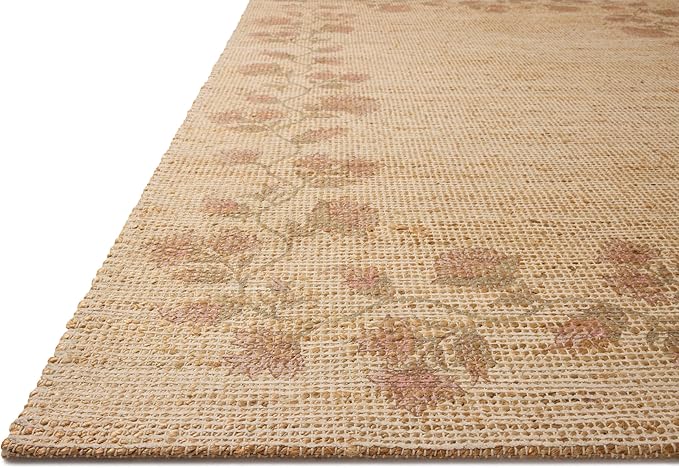 Loloi Chris Loves Julia Rue Collection RUE-05 Natural/Multi 2'-3" x 3'-9" Accent Rug Jute Neutral Floral Living Room Bedroom Rug