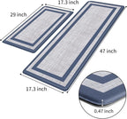 Mattitude Kitchen Mats Set of 2 Cushioned 0.47 inch Kitchen Rugs Non-Skid Rug Sets Ergonomic Comfort Standing Mat for Kitchen, Floor, Office, Sink, Laundry, Blue and Gray