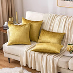 MIULEE Velvet Throw Pillow Covers 20x20 Inch, Pack of 2 - Golden, Super Soft Decorative Square Cushion Cases Modern Luxury Home Decor for Sofa, Couch, Bed, Bedroom Livingroom