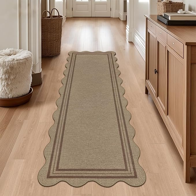 Modern Easy Jute Rug, 2x6 Kitchen Runner Washable Rug Runners for Hallways Farmhouse Carpet, Non Slip Indoor Outdoor Runner Contemporary Door Mat for Porch Laundry Entryway