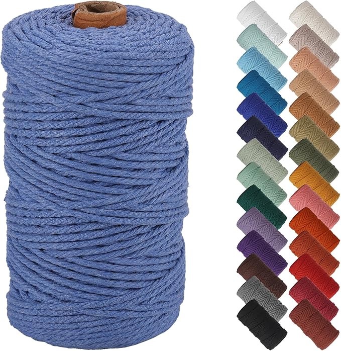NOANTA Ocean Macrame Cord 3mm x 220yards, Colored Macrame Rope Cotton Rope Macrame Yarn, Colorful Cotton Craft Cord for Wall Hanging, Plant Hangers, Crafts, Knitting