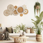 Xuhal 8 Pcs Boho Wall Basket Decor Decorative Bulrush Woven Basket Wall Decor Rustic Farmhouse Hanging Baskets for Kitchen Rustic Home Summer Decorations