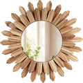 12 Inch Wall Mirror, Boho Wall Decor, Rustic Wood Mirror, Boho Mirror for Wall Art Bedroom Living Room Bathroom House Warming Gifts New Home(Carbonized Black)