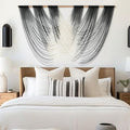 Jakalin Macrame Wall Hanging Black And White Dip Dyed Large Fiber Wall Art Macrame Wall Decor Boho Bedroom Living Room Wall Decor,59" W x 33" L