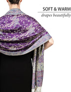 Achillea Reversible Paisley Pashmina Rave Scarf – Exotic Indian Shawls and Wraps for Evening Dresses, Festivals, All Seasons