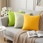 Thmyo 4-Pack 100% Cotton Comfortable Solid Decorative Throw Pillow Case Square Cushion Cover Pillowcase Sublimation Blank Pillow Covers DIY Throw Pillowcase for Sofa Bedroom(16x16 inch/ 40x40cm,Beige)